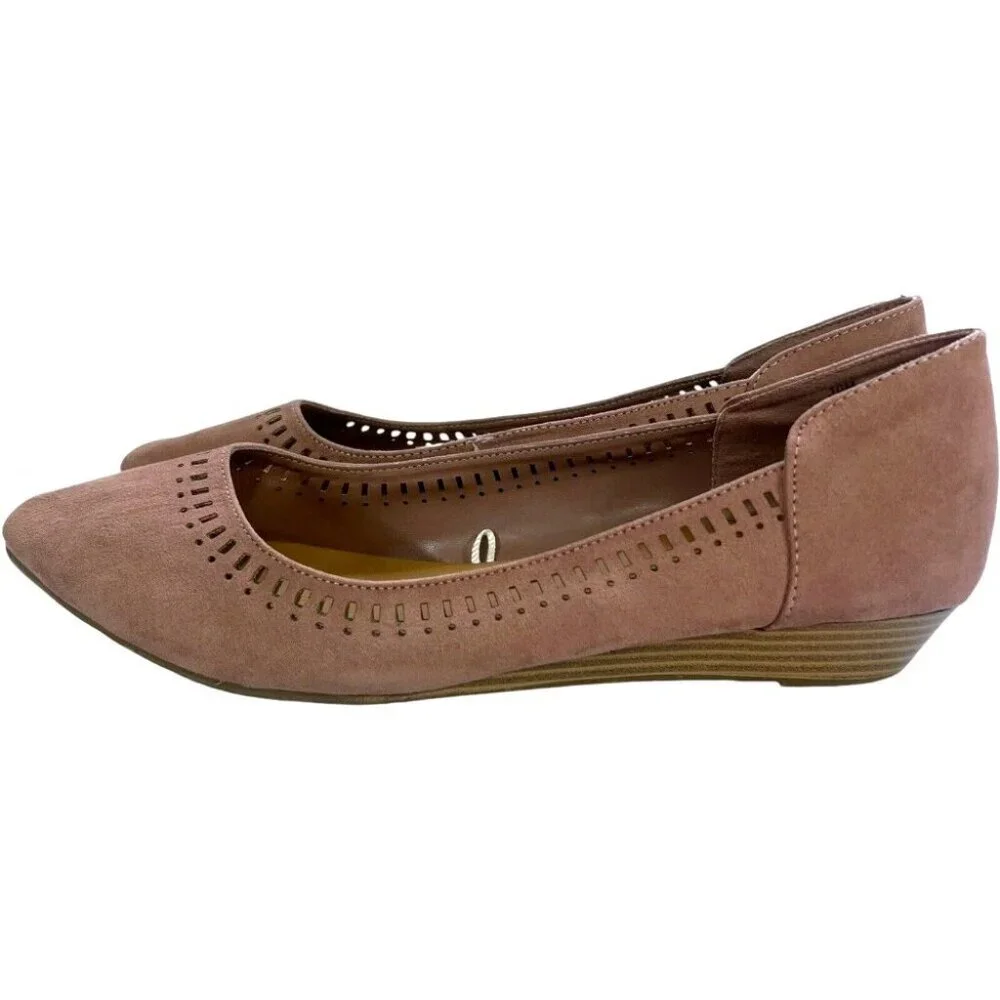 Seychelles Deville Pink‎ 1.25" Wedges Womens 10M Office Career Vegan Faux Suede - Picture 5 of 11